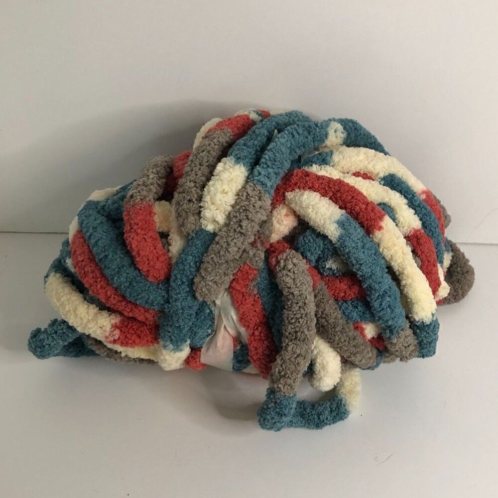 Chenille Yarn 11oz Red Blue Multicolor Soft & Chunky Knitting Grandma Core